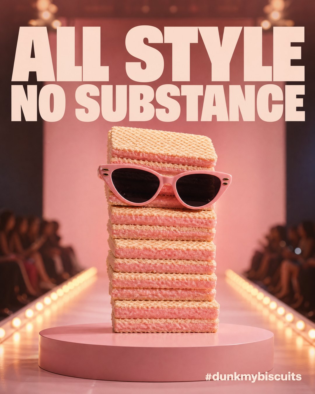 All Style No Substance: a pink wafer in sunglasses